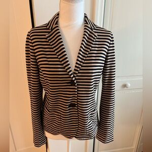 Talbots Black and Cream Striped Blazer
